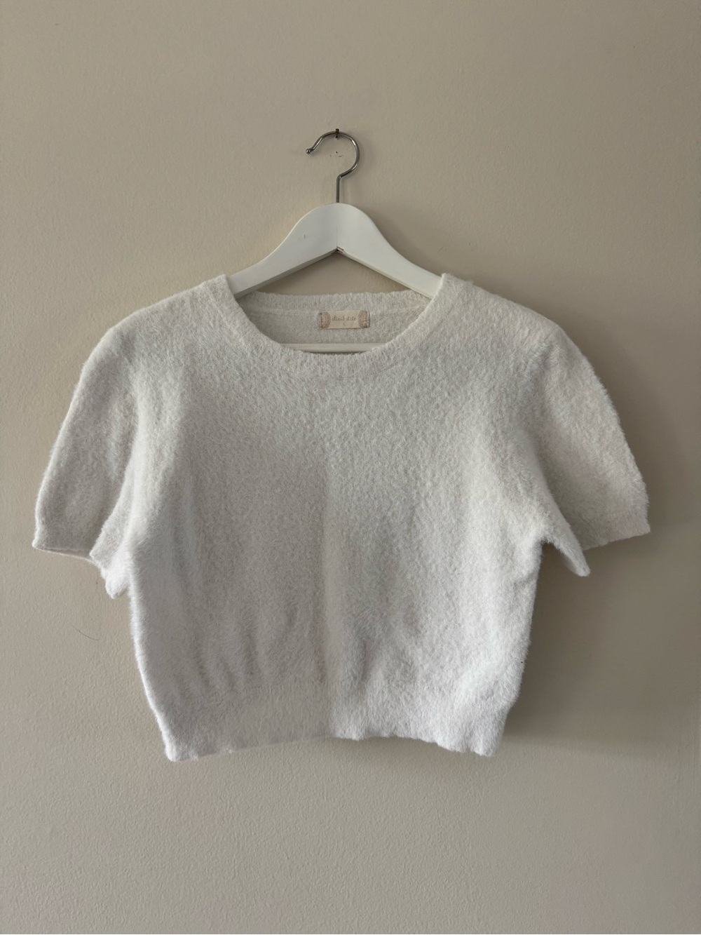 Altar'd State - White Fuzzy Short-Sleeve Knit Top